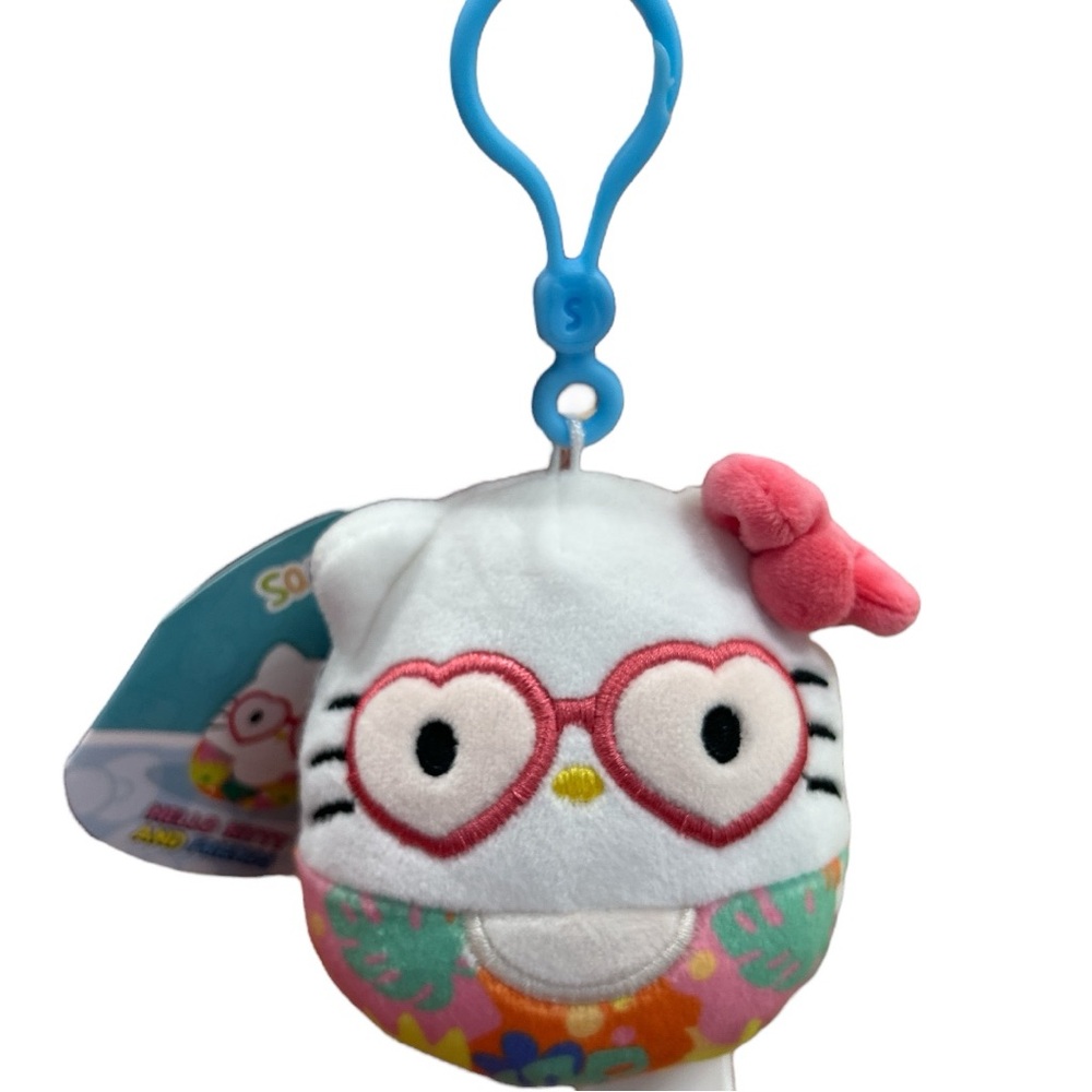 Squishmallow Hello Kitty w/heart glasses Red Bow and Colorful Plant Pants S3 Clp